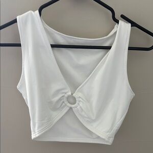 White Sleeveless Wrap Top